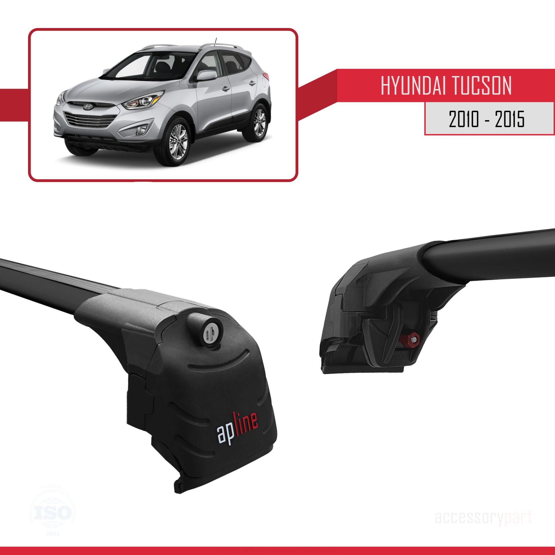 Hyundai Tucson (LM) 2010-2015 Arası ile uyumlu ACE-2 Ara Atkı Tavan Barı SİYAH