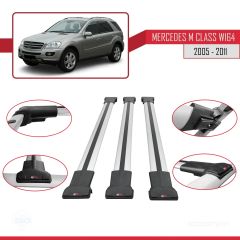 Mercedes M Class (W164) 2005-2011 Arası ile Uyumlu FLY Model Ara Atkı Tavan Barı GRİ 3 ADET BAR