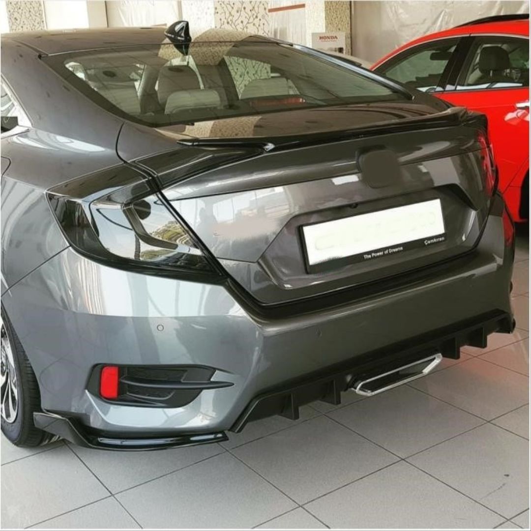 Honda Civic Uyumlu Fc5 2016-2020 Arka Çıkıntılı Flap Piano Black