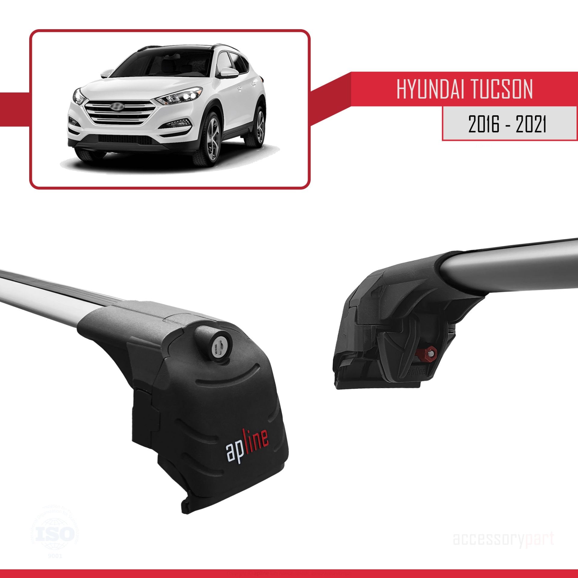 Hyundai Tucson (TL) 2016-2021 Arası ile uyumlu ACE-2 Ara Atkı Tavan Barı GRİ