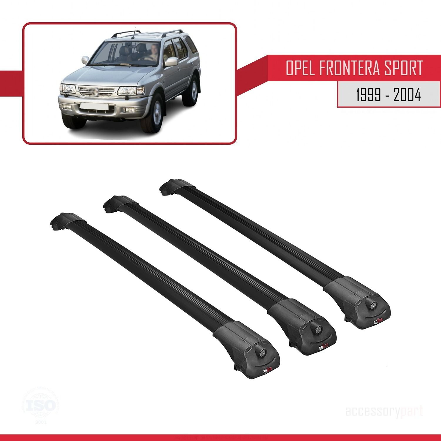 Opel Frontera Sport 1999-2004 Arası ile uyumlu ACE-1 Ara Atkı Tavan Barı SİYAH 3 ADET BAR