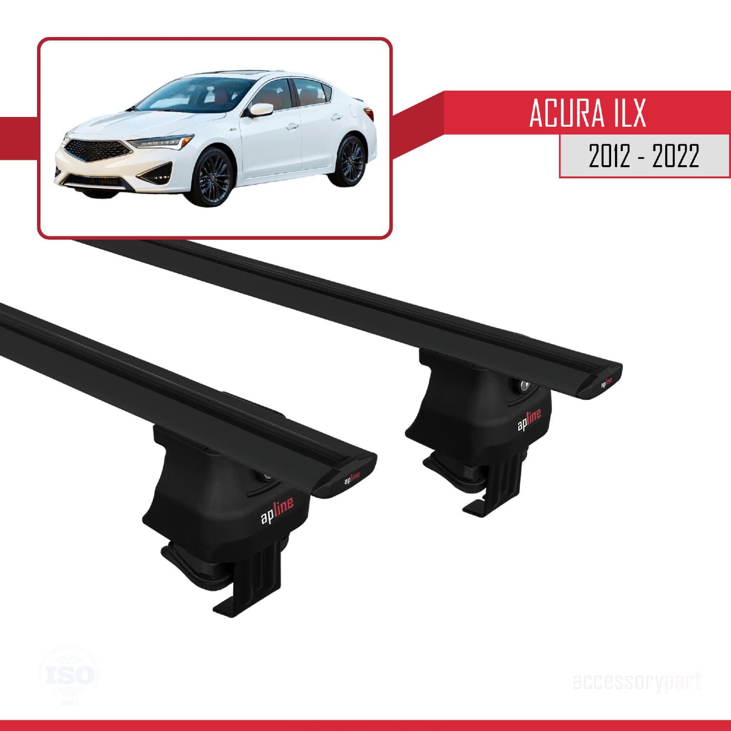 Acura ILX (DE1/2/3) 2012-2022 Arası ile uyumlu ACE-4 Ara Atkı Tavan Barı SİYAH