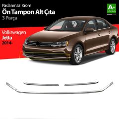 Volkswagen Jetta Uyumlu Krom Ön Tampon Çıta 3 Parça. 2014 Üzeri