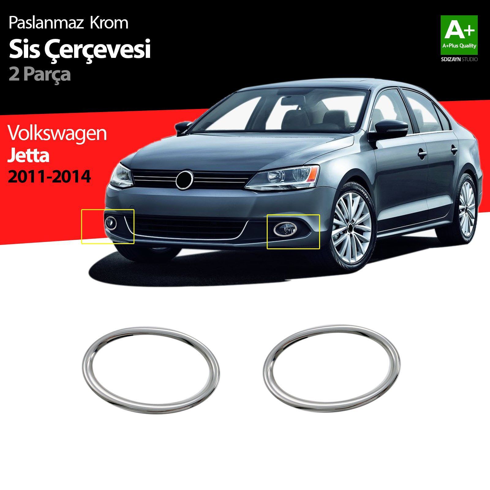 Volkswagen Jetta Uyumlu Krom Sis Farı Çerçevesi 2 Parça 2011-2014