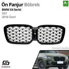 S-Dizayn Bmw X4 G02 Ön Panjur Böbrek Parlak Siyah Piano Black Diamond Model 2018 Üzeri