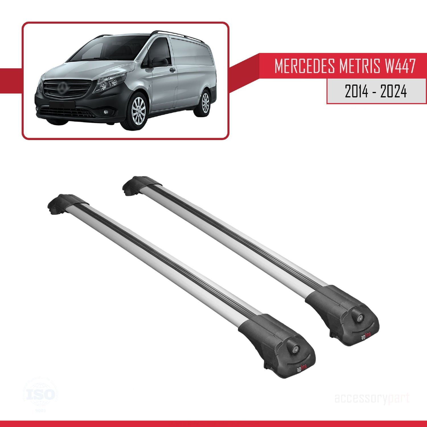 Mercedes Metris (W447) 2014 ve Sonrası ile uyumlu ACE-1 Ara Atkı Tavan Barı GRİ