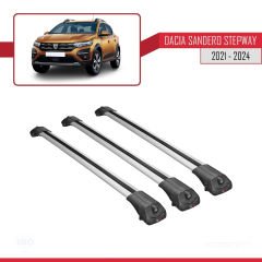 Dacia Sandero STEPWAY 2021 ve Sonrası ile uyumlu ACE-1 Ara Atkı Tavan Barı GRİ 3 ADET BAR