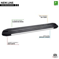 Hyundai H-1 Uyumlu Starex Uzun Şase Newline Krom Yan Basamak 219 Cm 1998-2007