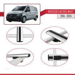 Mercedes Metris (W447) 2014 ve Sonrası ile uyumlu Basic Model Ara Atkı Tavan Barı GRİ 3 ADET