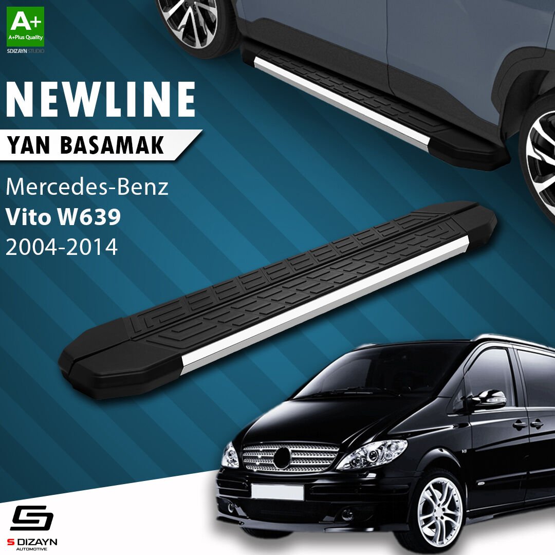 S-Dizayn Mercedes Vito W639 Kısa Şase NewLine Krom Yan Basamak 233 Cm 2004-2014 A+ Kalite