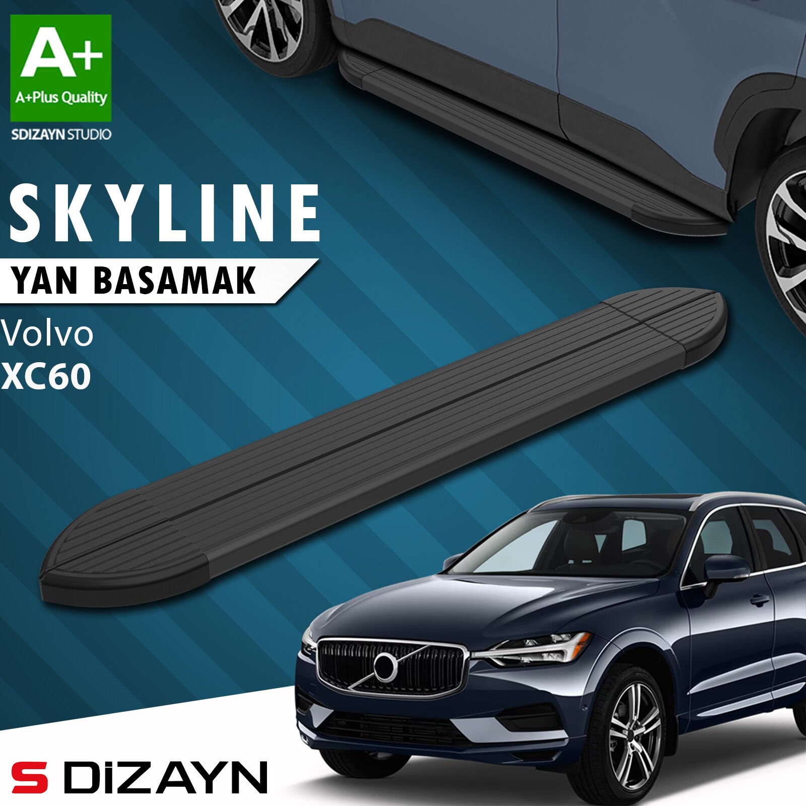 S-Dizayn Volvo Xc60 2 Skyline Siyah Yan Basamak 193 Cm 2017-2023 A+ Kalite