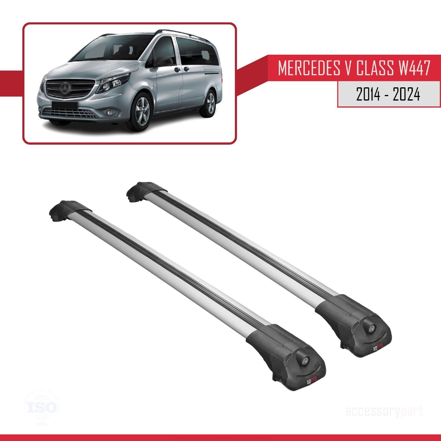 Mercedes V Class W447 2014 ve Sonrası ile uyumlu ACE-1 Ara Atkı Tavan Barı GRİ