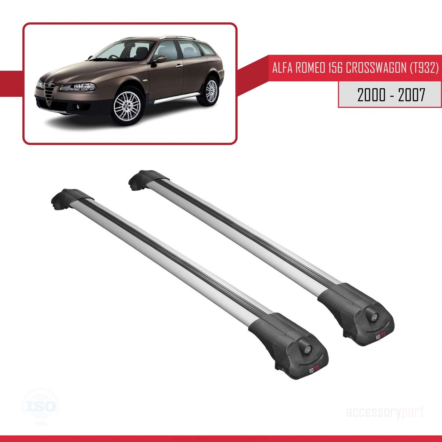 Alfa Romeo 156 Crosswagon (T932) 2000-2007 Arası ile uyumlu ACE-1 Ara Atkı Tavan Barı GRİ