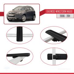 Daewoo Winstorm MaXX 2006-2011 Arası ile uyumlu Basic Model Ara Atkı Tavan Barı SİYAH 3 ADET