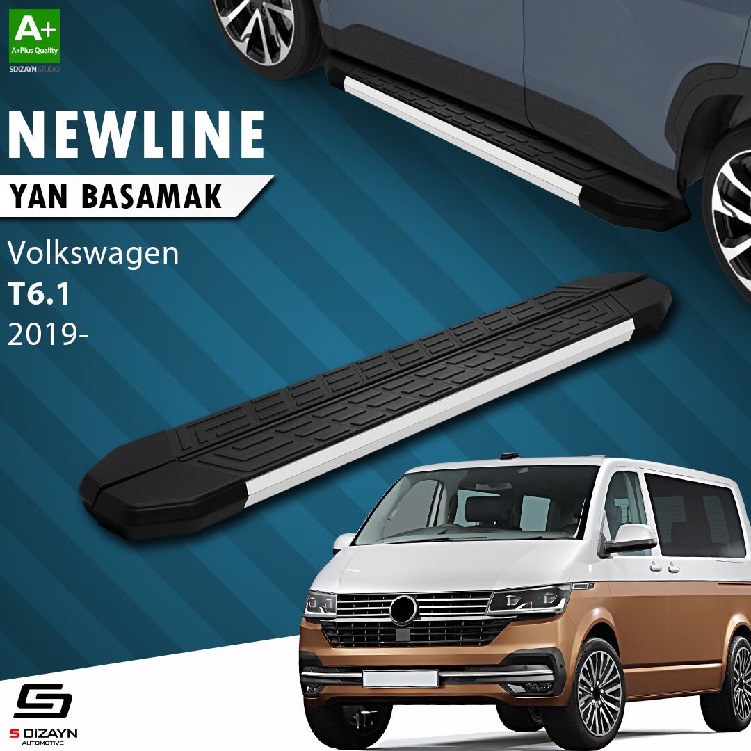 S-Dizayn VW Transporter T6.1 Uzun Şase NewLine Aluminyum Yan Basamak 253 Cm 2019-2025 A+ Kalite