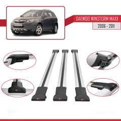 Daewoo Winstorm MaXX 2006-2011 Arası ile Uyumlu FLY Model Ara Atkı Tavan Barı GRİ 3 ADET BAR