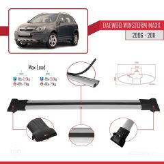 Daewoo Winstorm MaXX 2006-2011 Arası ile Uyumlu FLY Model Ara Atkı Tavan Barı GRİ 3 ADET BAR