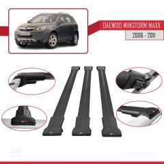 Daewoo Winstorm MaXX 2006-2011 Arası ile Uyumlu FLY Model Ara Atkı Tavan Barı SİYAH 3 ADET BAR