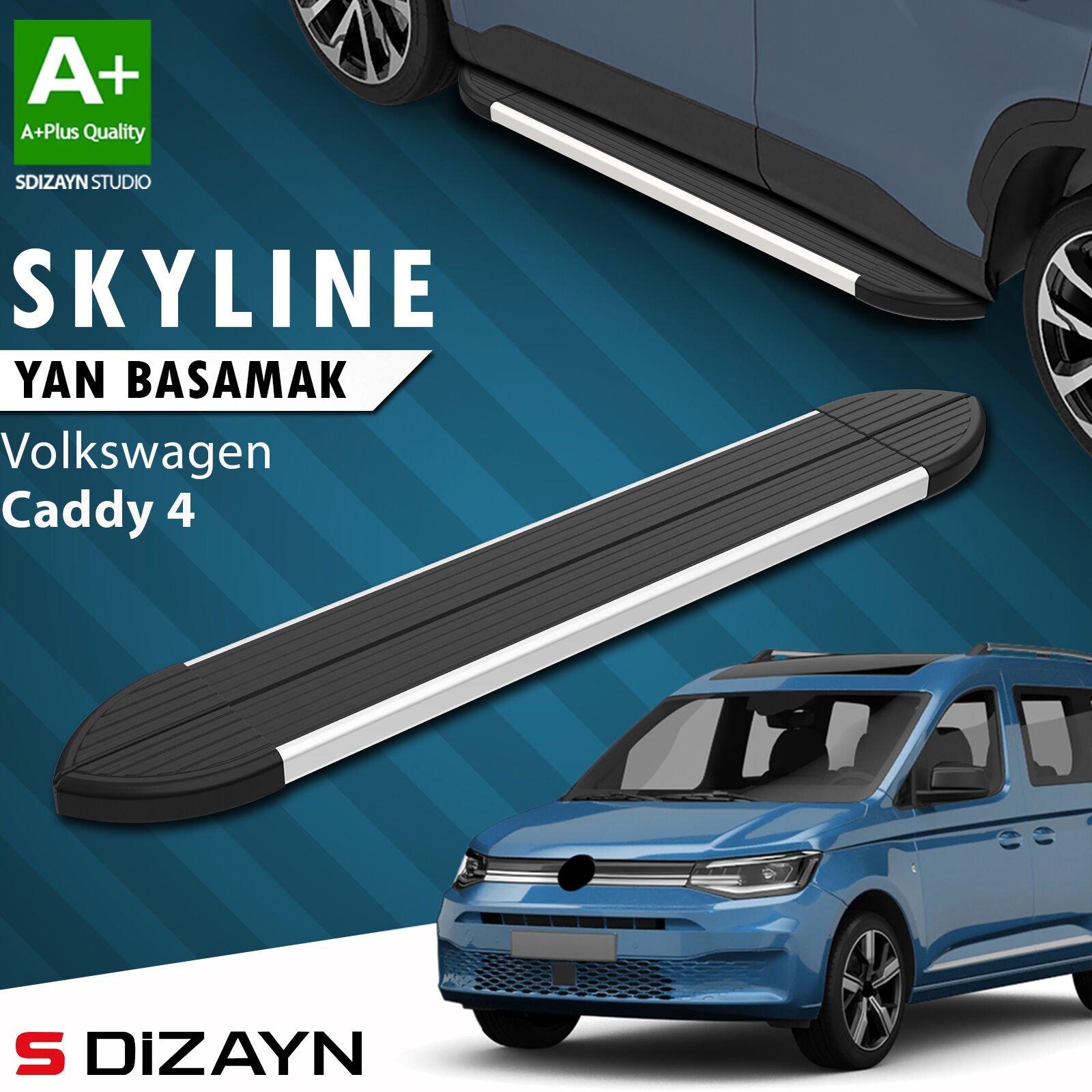S-Dizayn VW Caddy 4 Skyline Aluminyum Yan Basamak 193 Cm 2020 Üzeri A+ Kalite