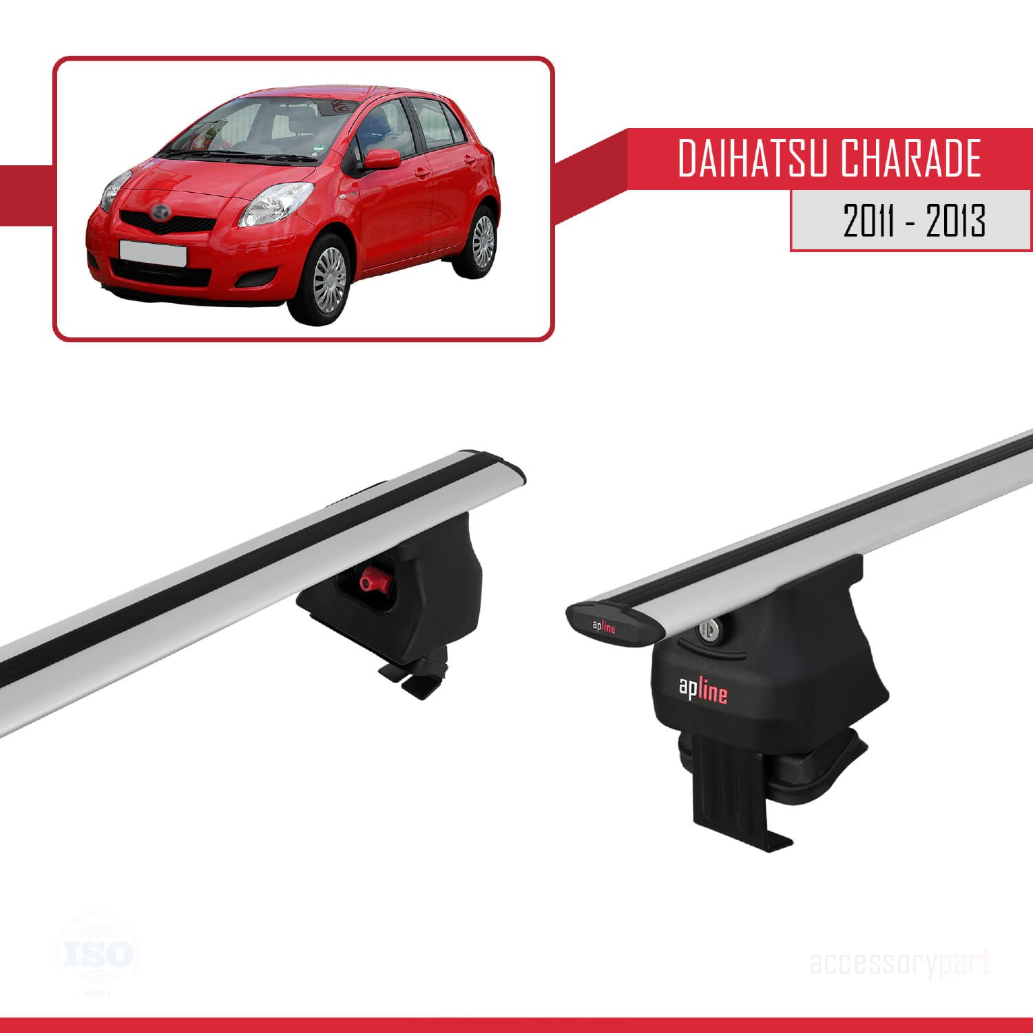 Daihatsu Charade 2011-2013 Arası ile uyumlu ACE-4 Ara Atkı Tavan Barı GRİ