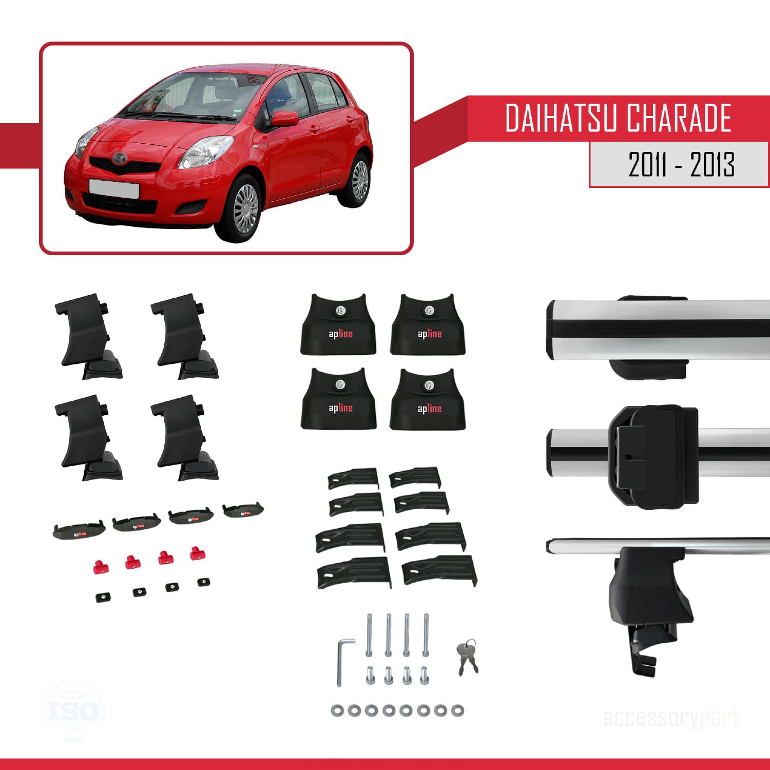 Daihatsu Charade 2011-2013 Arası ile uyumlu ACE-4 Ara Atkı Tavan Barı GRİ