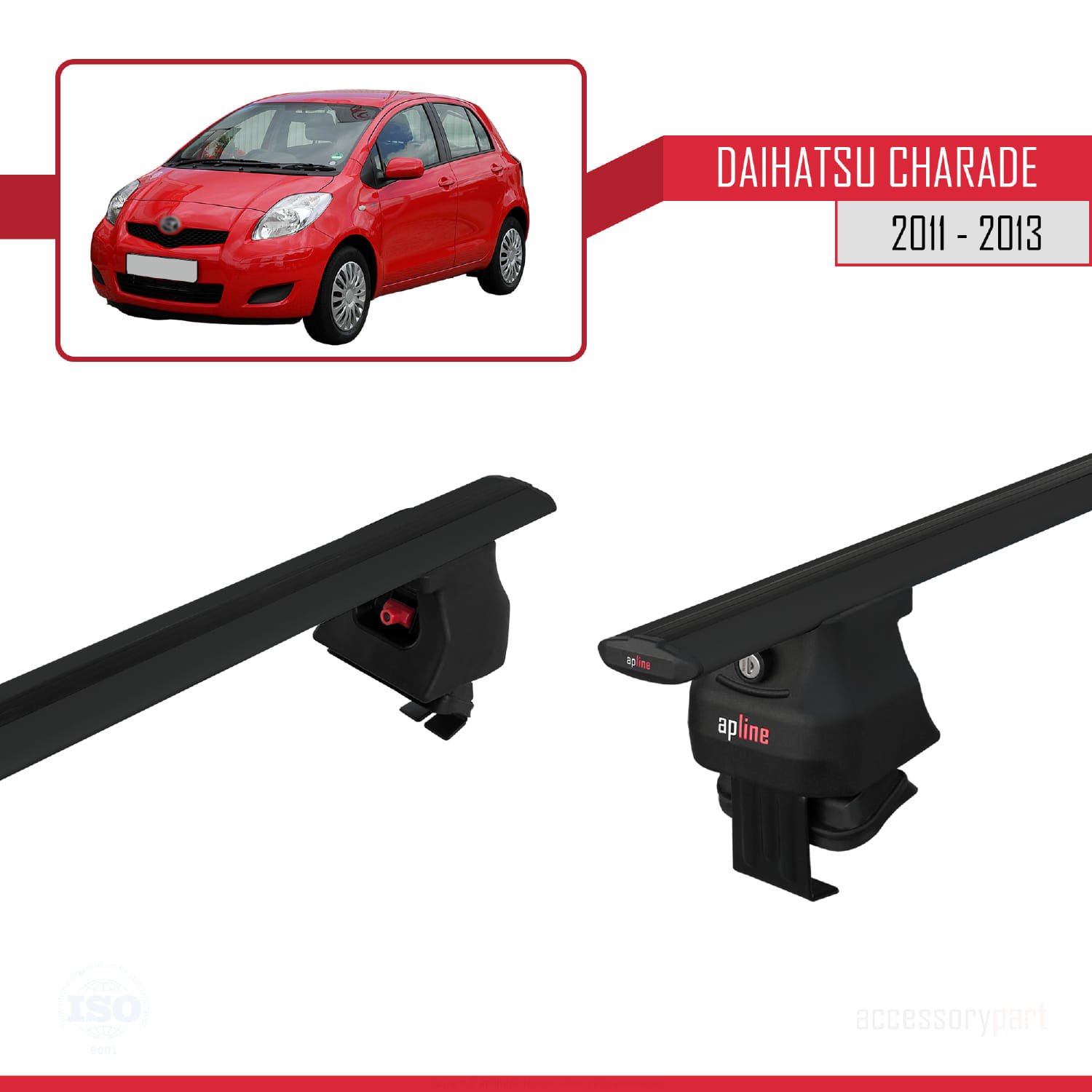 Daihatsu Charade 2011-2013 Arası ile uyumlu ACE-4 Ara Atkı Tavan Barı SİYAH