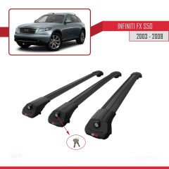 Infiniti FX (S50) 2003-2008 Arası ile uyumlu ACE-1 Ara Atkı Tavan Barı SİYAH 3 ADET BAR