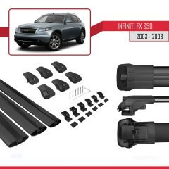 Infiniti FX (S50) 2003-2008 Arası ile uyumlu ACE-1 Ara Atkı Tavan Barı SİYAH 3 ADET BAR