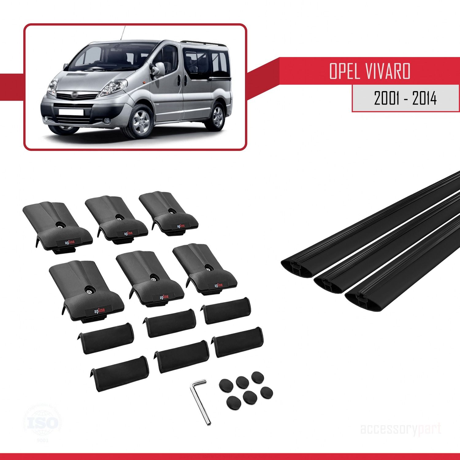 Opel Vivaro 2001-2014 Arası ile uyumlu FLY Model Ara Atkı Tavan Barı SİYAH 3 ADET BAR