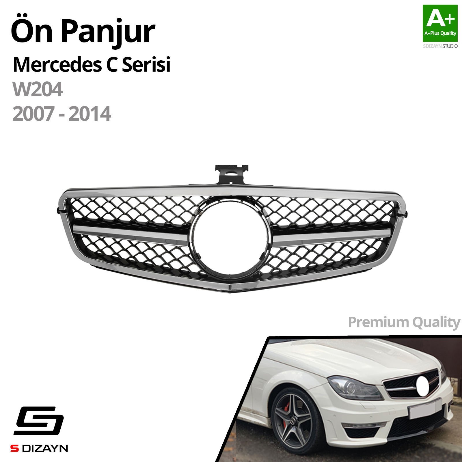 S-Dizayn Mercedes C-Class W204 Ön Panjur Krom AMG Model 2007-2014