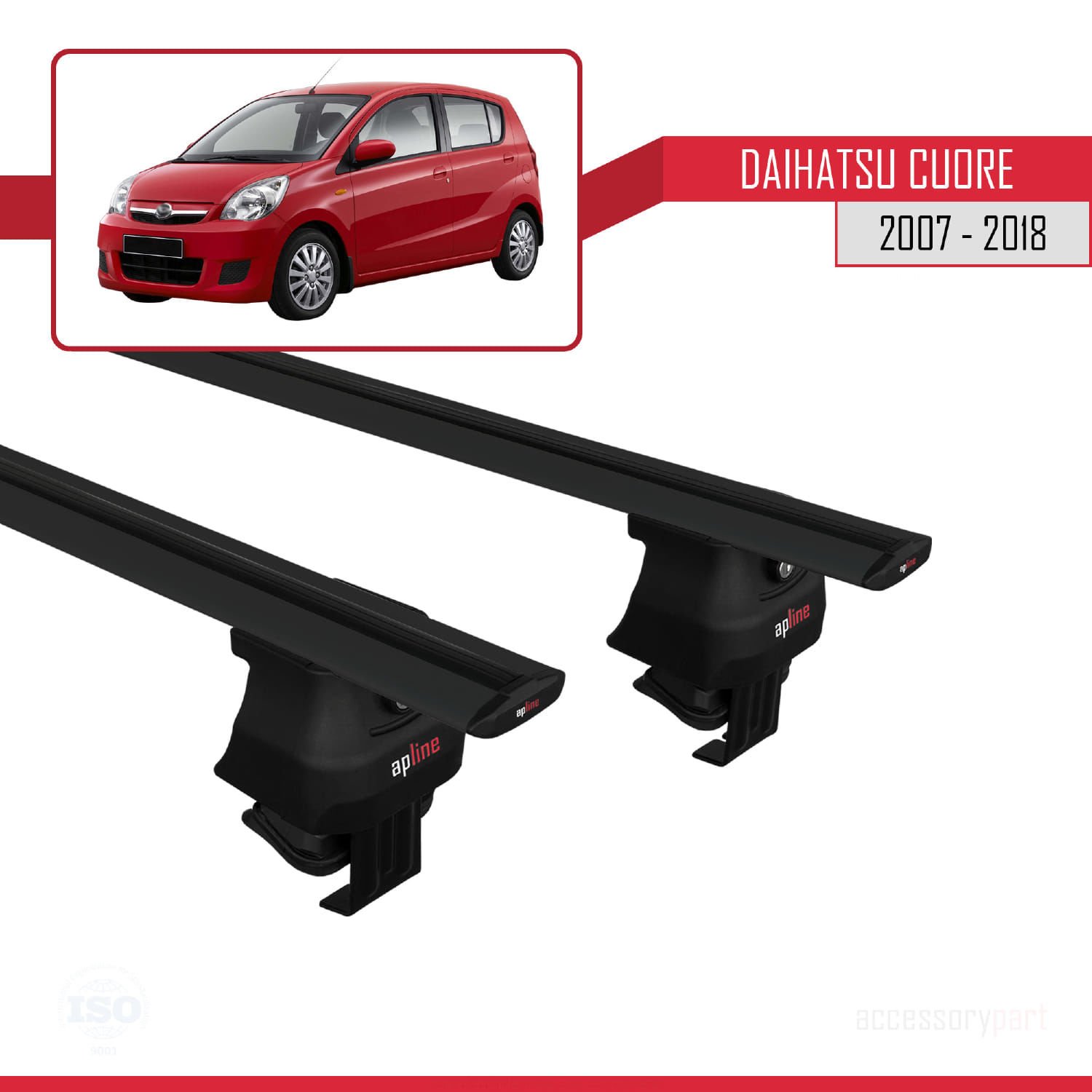Daihatsu Cuore 2007-2018 Arası ile uyumlu ACE-4 Ara Atkı Tavan Barı SİYAH