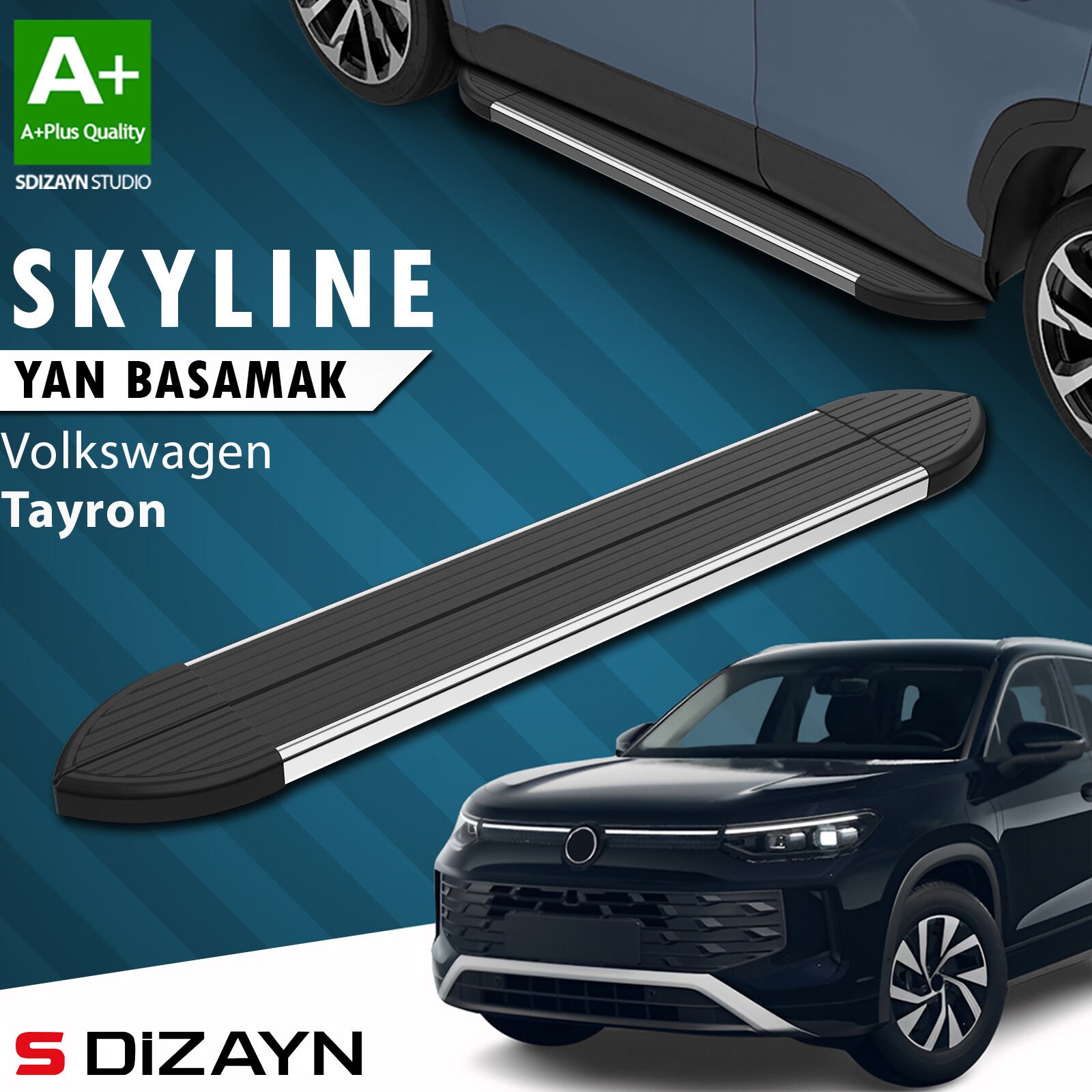 S-Dizayn VW Tayron 2 Skyline Krom Yan Basamak 193 Cm 2024 Üzeri A+ Kalite