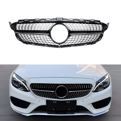 S-Dizayn Mercedes C-Class W205 Ön Panjur Parlak Siyah Piano Black Diamond Model 2015-2018