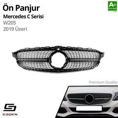 S-Dizayn Mercedes C-Class W205 Ön Panjur Parlak Siyah Piano Black Diamond Model 2019 Üzeri