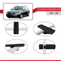 Alfa Romeo 156 Sportwagon (T932) 2000-2007 Arası ile uyumlu Basic Model Ara Atkı Tavan Barı SİYAH 3 ADET