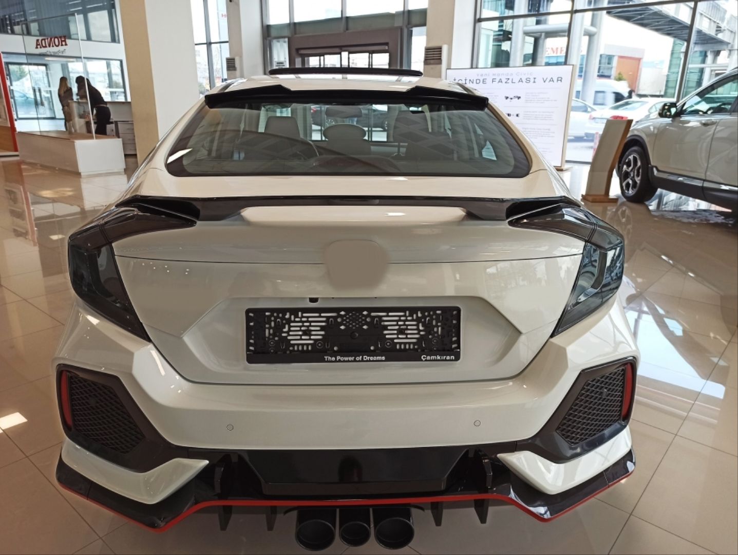 Honda Civic Uyumlu Fc5 2016-2020 Cam Üstü Spoiler - V Style