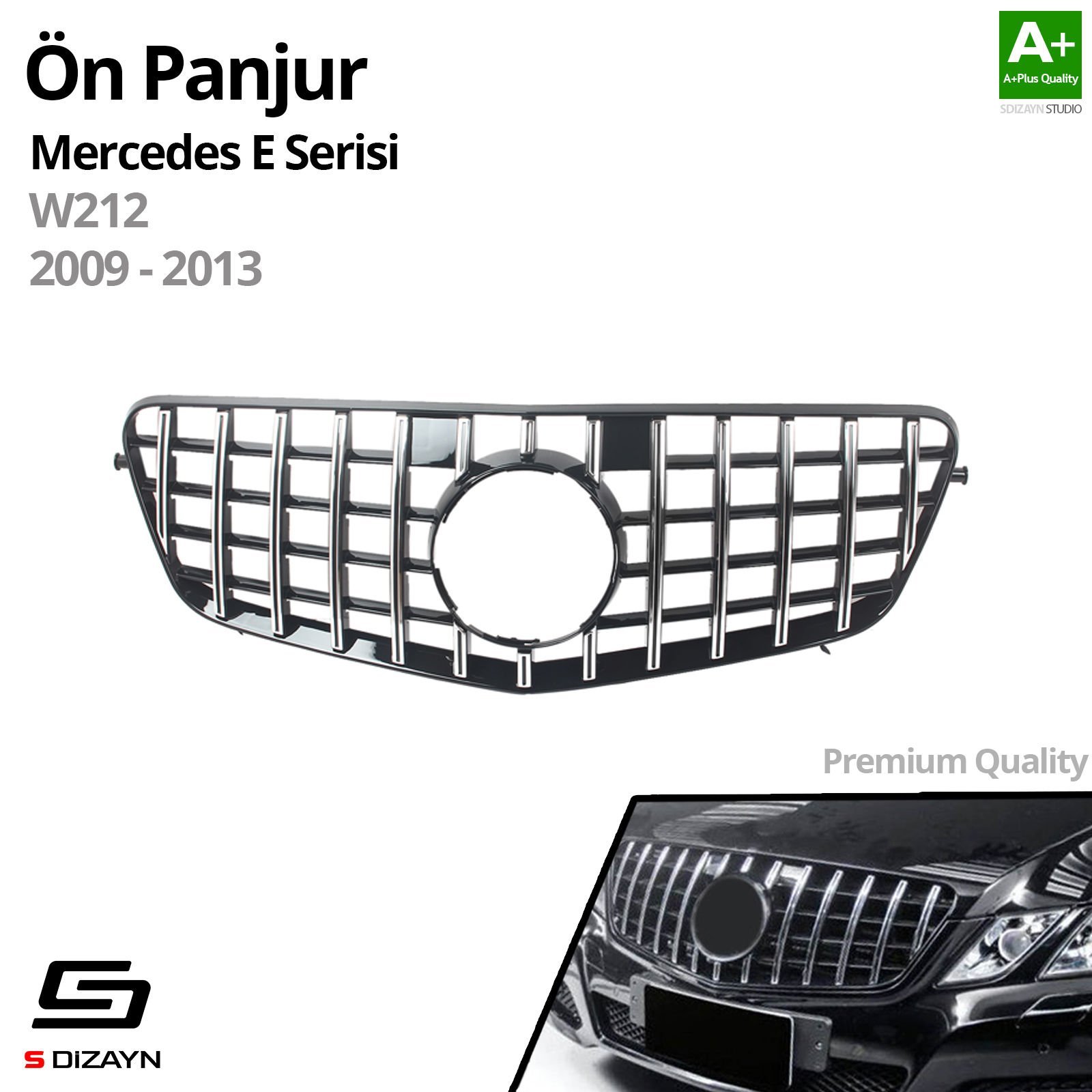 S-Dizayn Mercedes E-Class W212 Ön Panjur Krom GTR Model 2009-2013