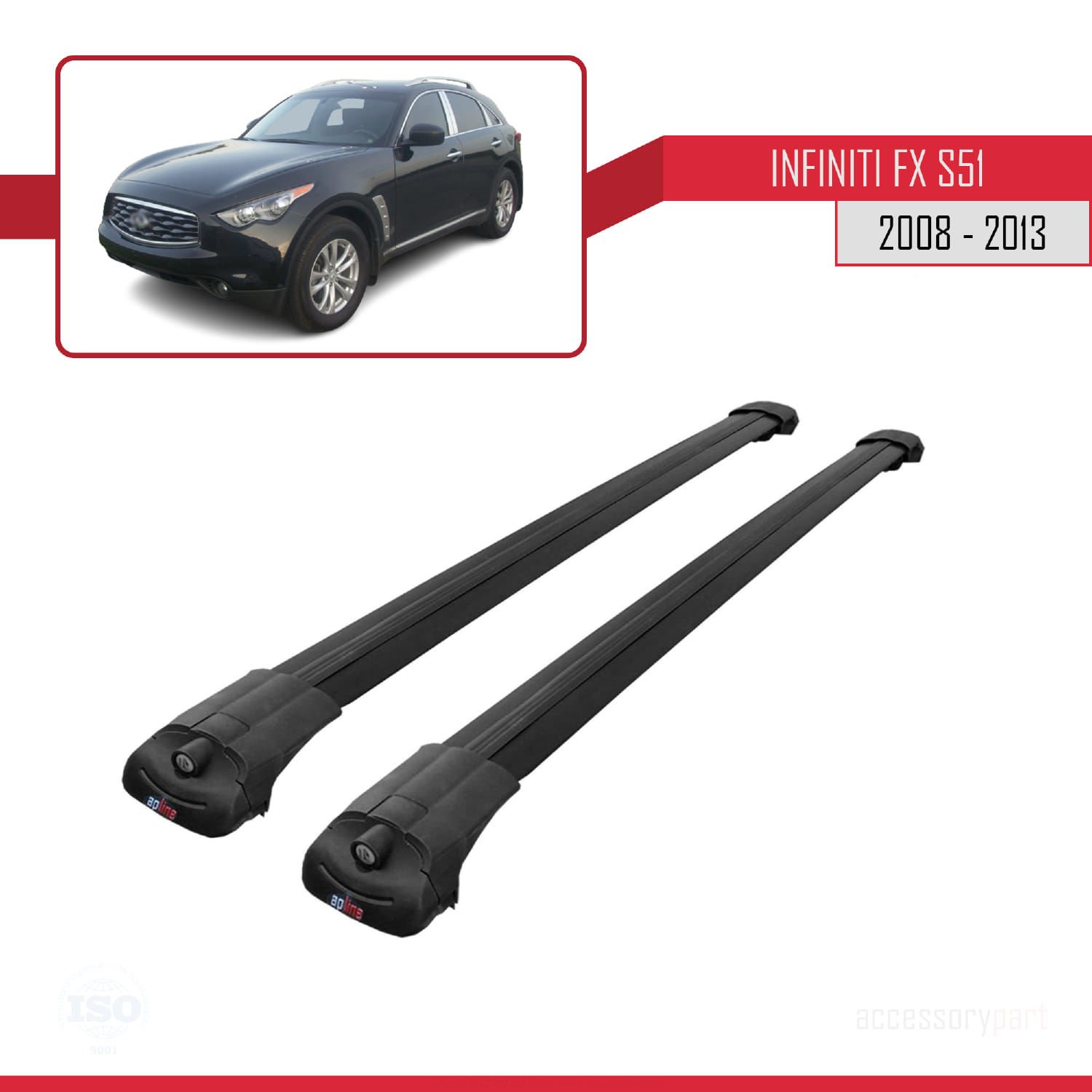 Infiniti FX S51 2008-2013 Arası ile uyumlu ACE-1 Ara Atkı Tavan Barı SİYAH