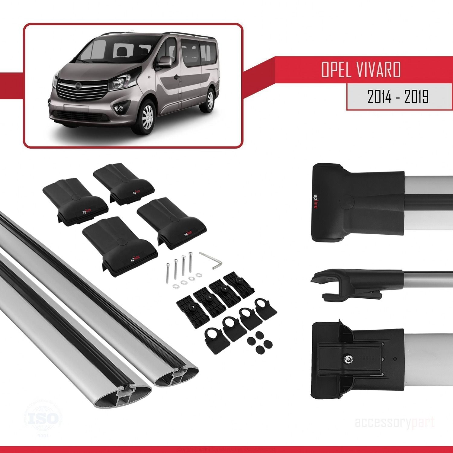 Opel Vivaro 2014-2019 Arası ile uyumlu FLY Model Ara Atkı Tavan Barı GRİ