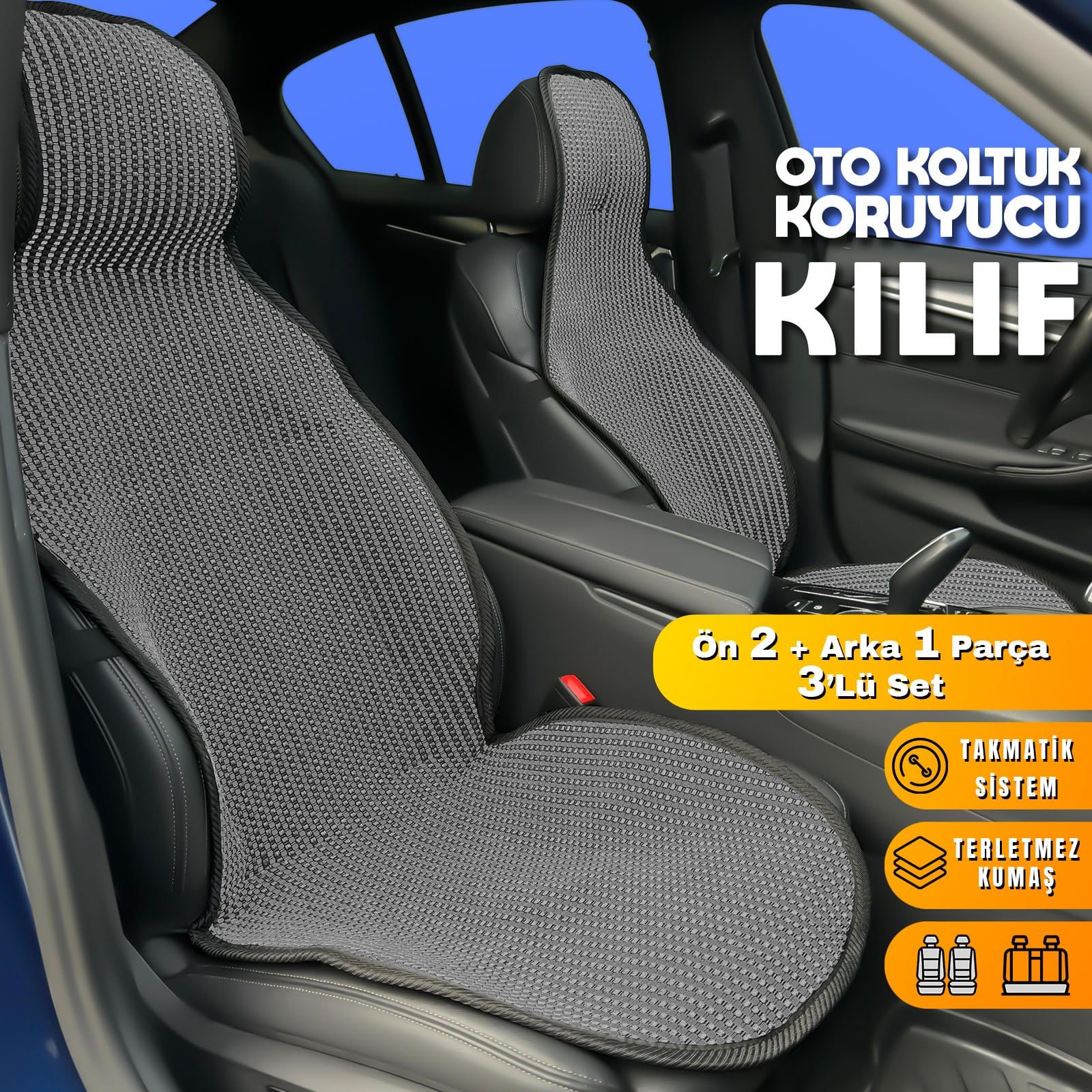 Volkswagen Bora Uyumlu Koltuk Kılıfı Minder Füme 2+1 Ön Arka Set