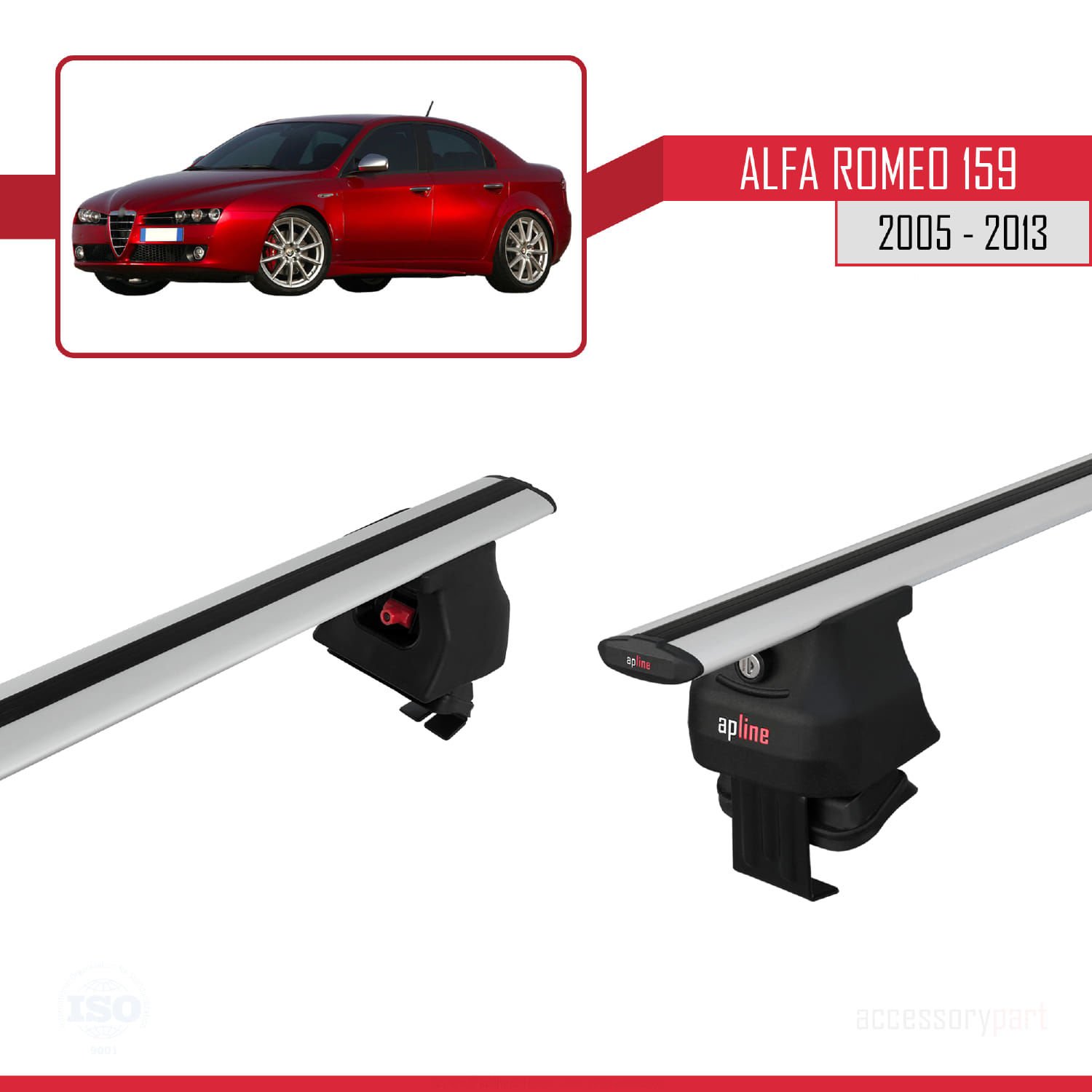 Alfa Romeo 159 2005-2013 Arası ile uyumlu ACE-4 Ara Atkı Tavan Barı GRİ
