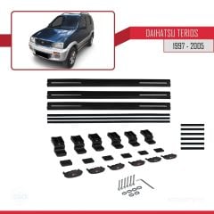 Daihatsu Terios 1997-2005 Arası ile uyumlu Basic Model Ara Atkı Tavan Barı SİYAH 3 ADET
