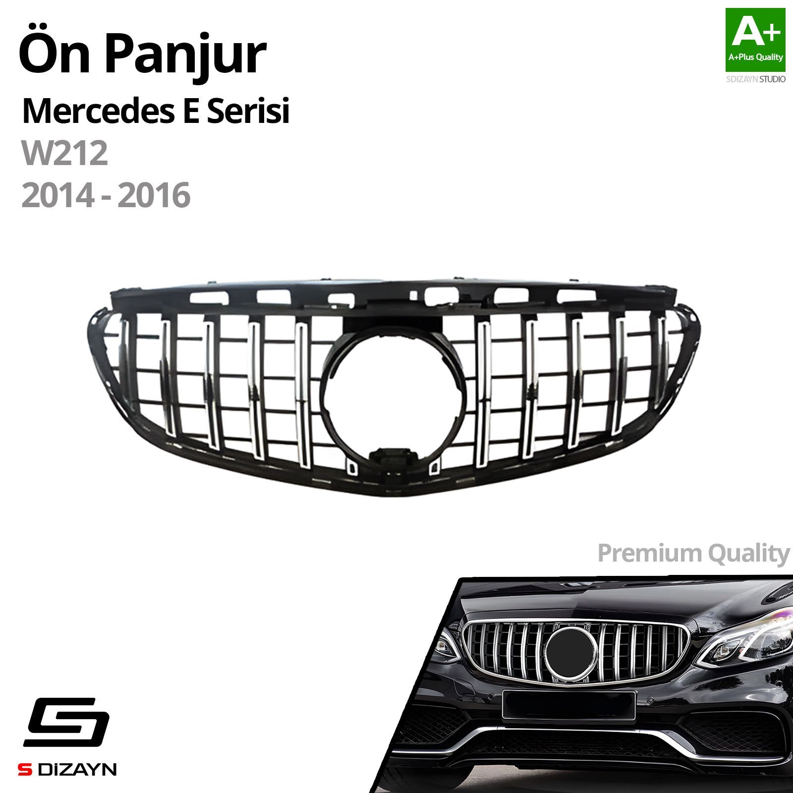 S-Dizayn Mercedes E-Class W212 Ön Panjur Krom GTR Model 2014-2016
