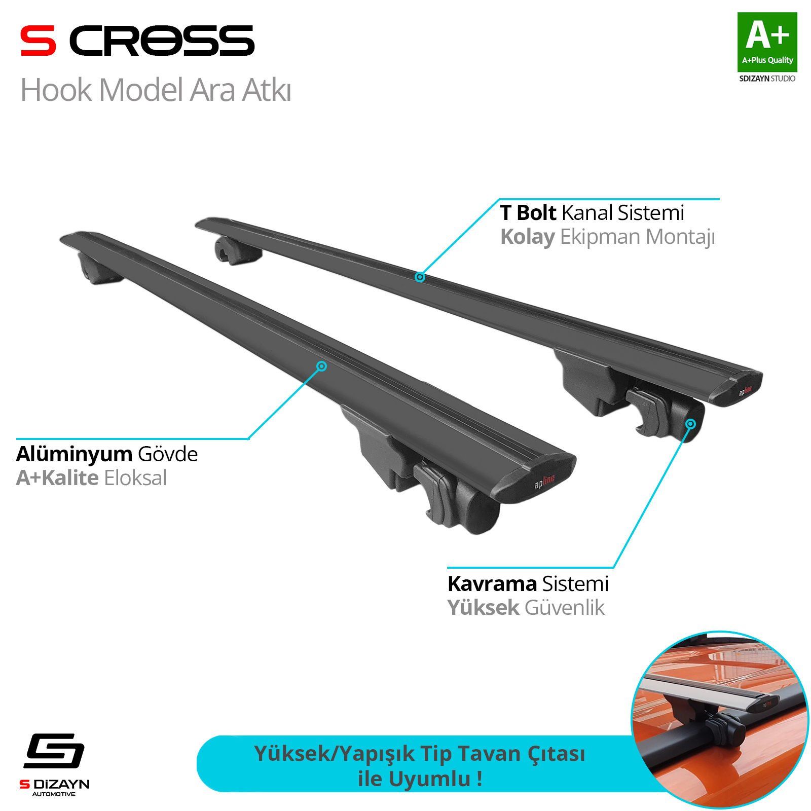 Nissan X-Trail Uyumlu (T32) 2014-2021 Hook Anahtarsız Model Siyah Ara Atkı A+ Kalite Parça