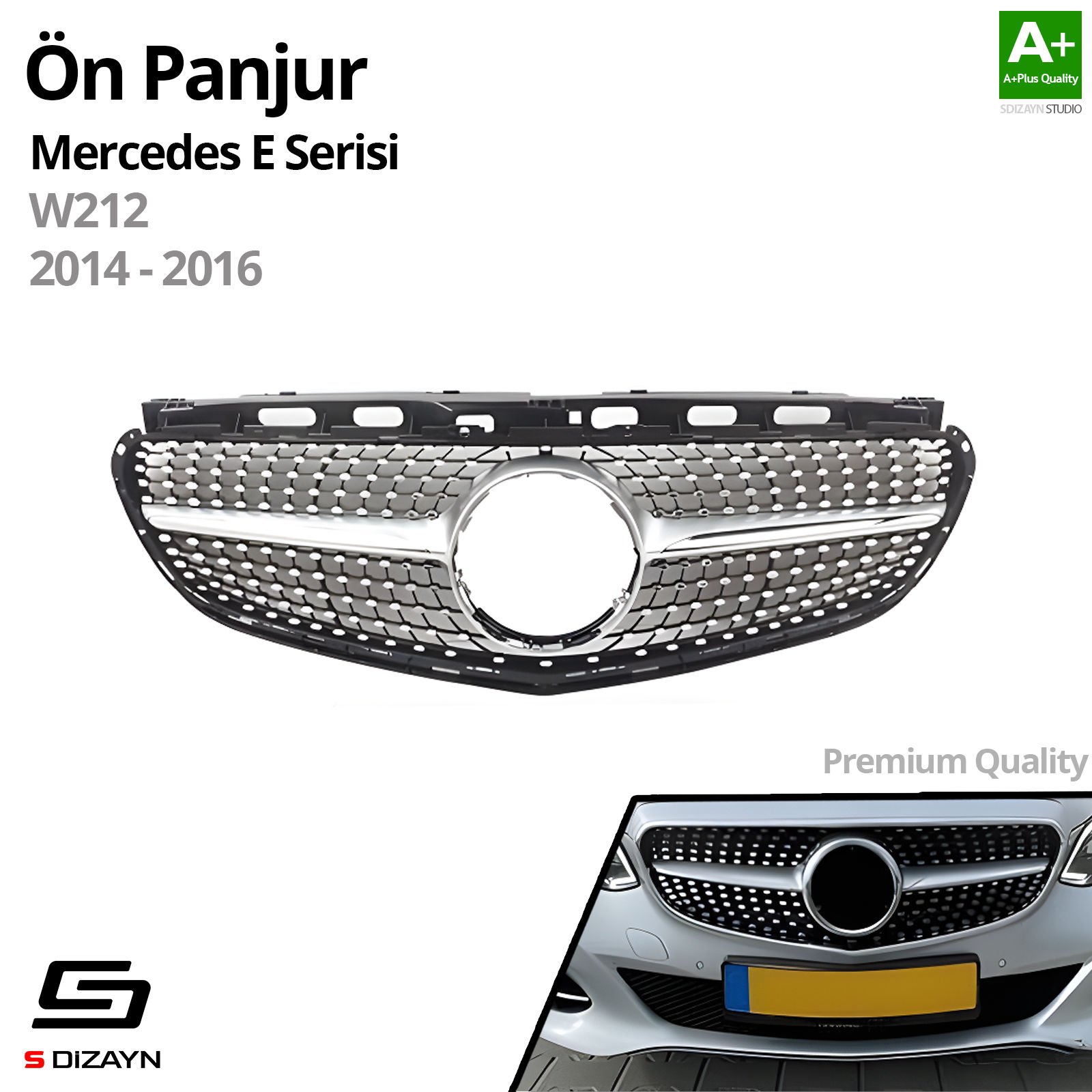 S-Dizayn Mercedes E-Class W212 Ön Panjur Krom Diamond Model 2014-2016