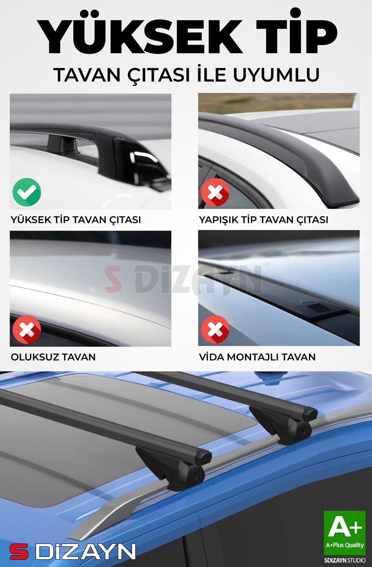 S-Dizayn VW Amarok S-Bar Atlas V1 Ara Atkı Tavan Taşıyıcı Barı Siyah 140 Cm 2023 Üzeri A+ Kalite