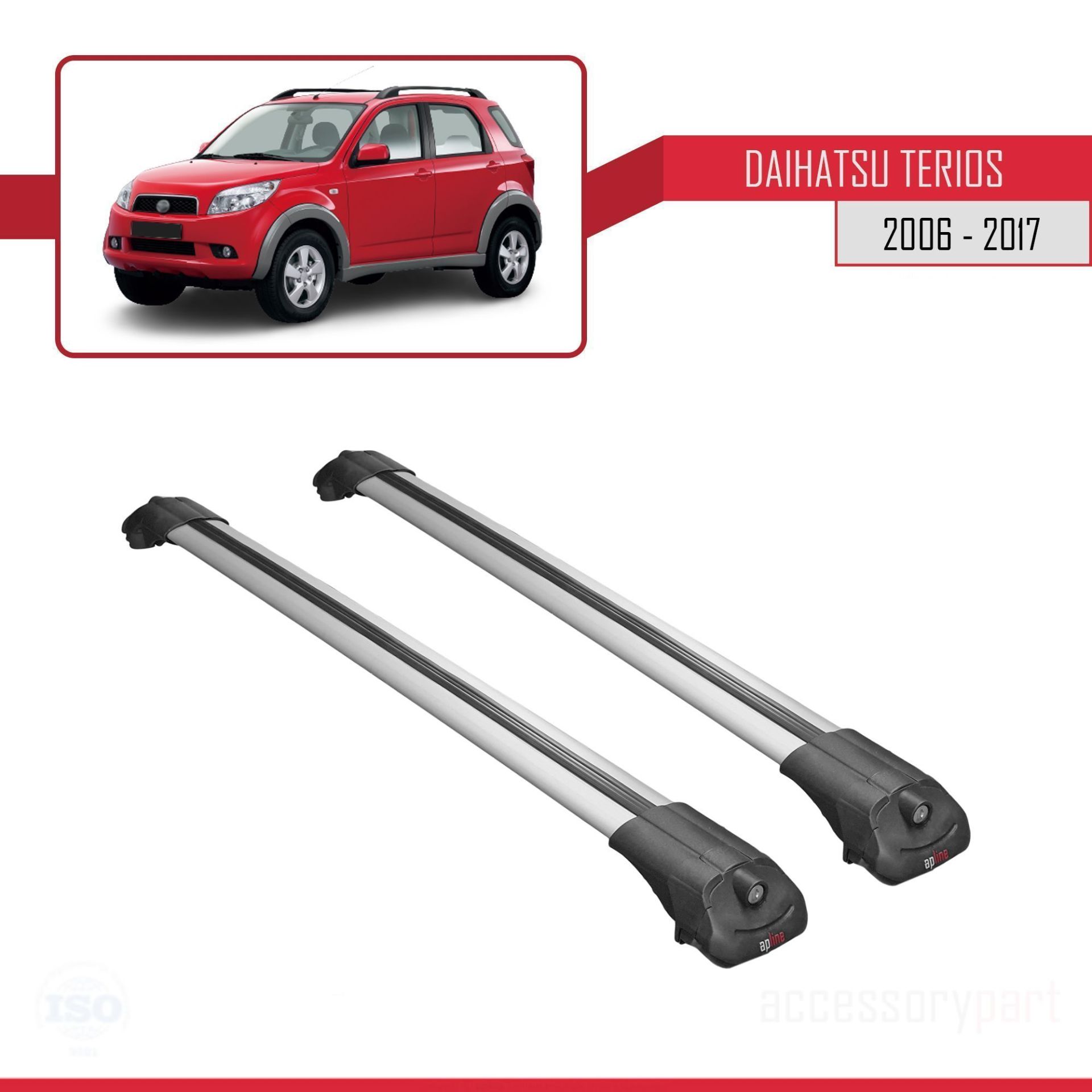 Daihatsu Terios 2006-2017 Arası ile uyumlu ACE-1 Ara Atkı Tavan Barı GRİ