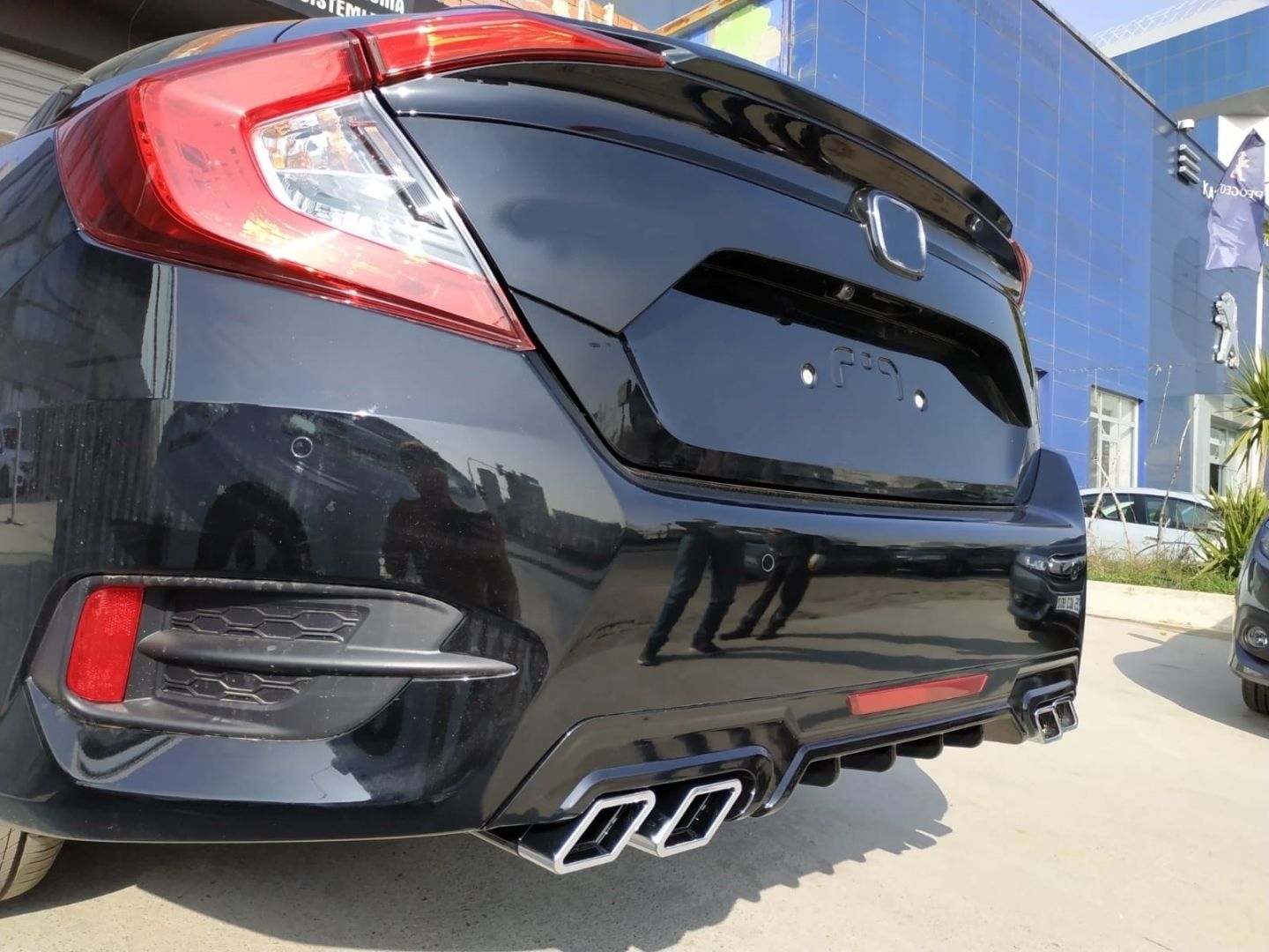 Honda Civic Uyumlu Fc5 2016-2020 Difüzör Kare Egzoz Piano Black