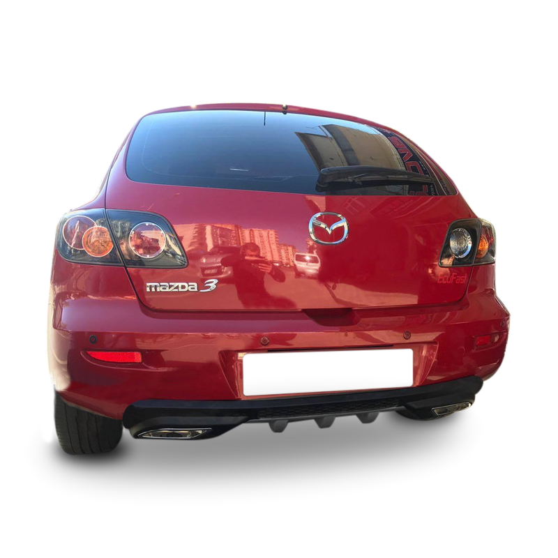 Mazda 3 Uyumlu Egzoz Görünümlü Universal Arka Tampon Eki - Difüzör (Plastik)