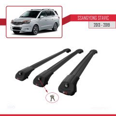 Ssangyong Stavic 2013-2019 Arası ile uyumlu ACE-1 Ara Atkı Tavan Barı SİYAH 3 ADET BAR